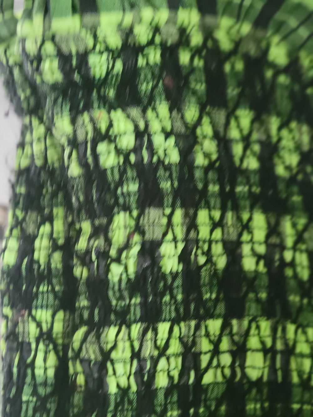Ganni Neon Green and Black Plaid Smocked Maxi Dress - Picture 6 of 7
